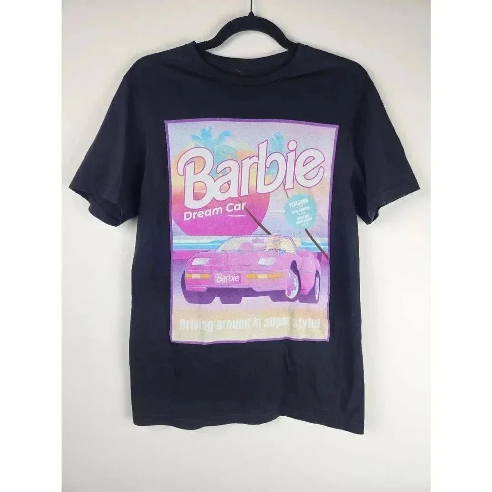 Barbie Dream Car Mens Size Small Black Pink T Shirt